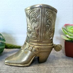 Gold Cowboy Boot Decorative Piece
